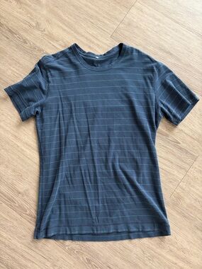 lululemon athletica Navy Blue Thin-Striped Crewneck Tee